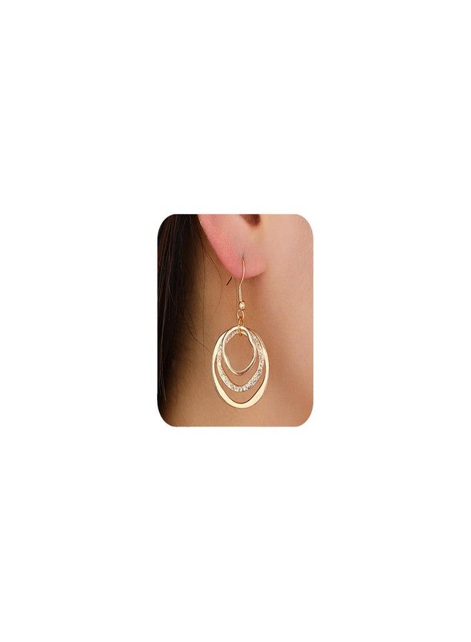 GAOKOXI Chunky Gold Drop Dangle Earrings for Women Trendy 18K Gold Plated Circle Disc Leverback Earrings Costume Accessories Jewelry - Image 1